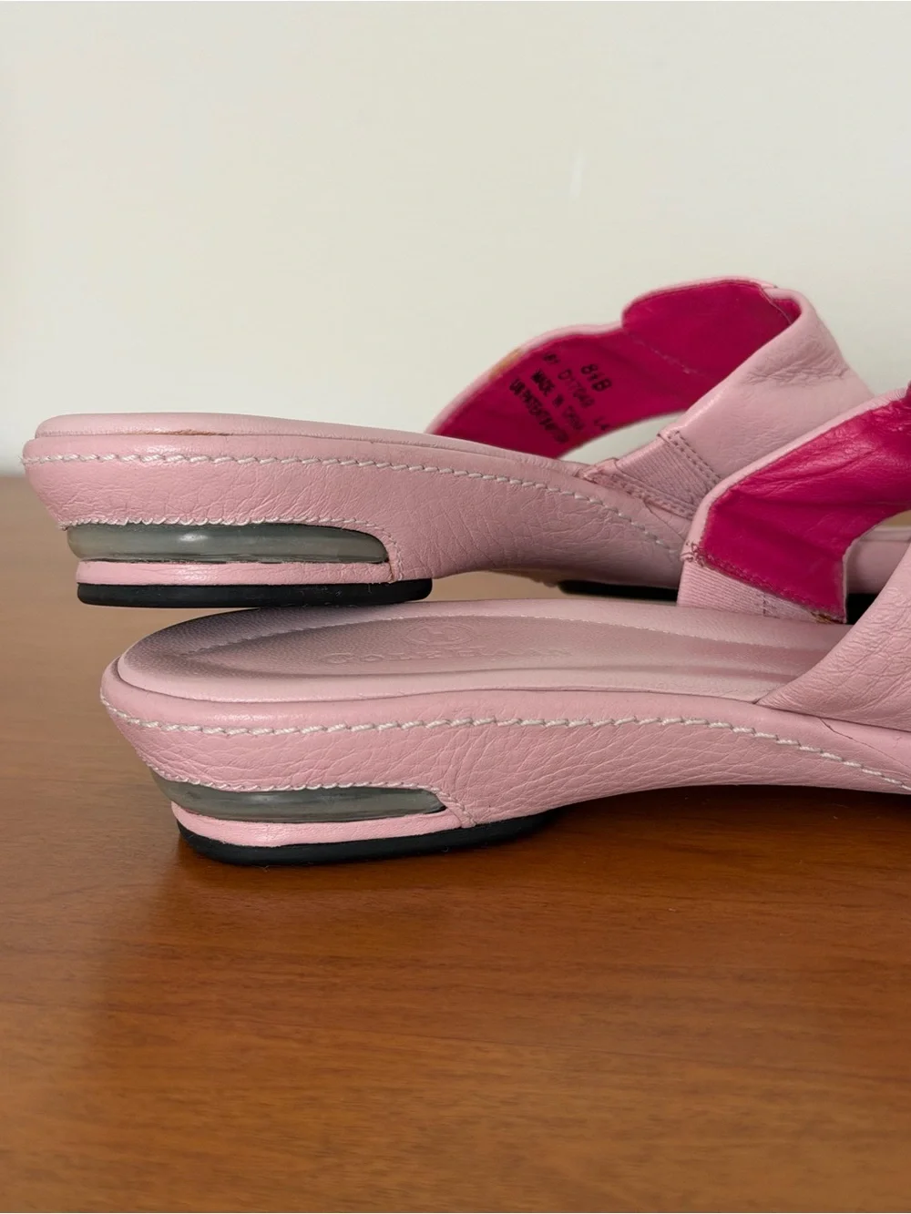 Cole Haan & Nike Air Pink Leather Cushioned Footbed Slide Sandals  8,5 Comfort